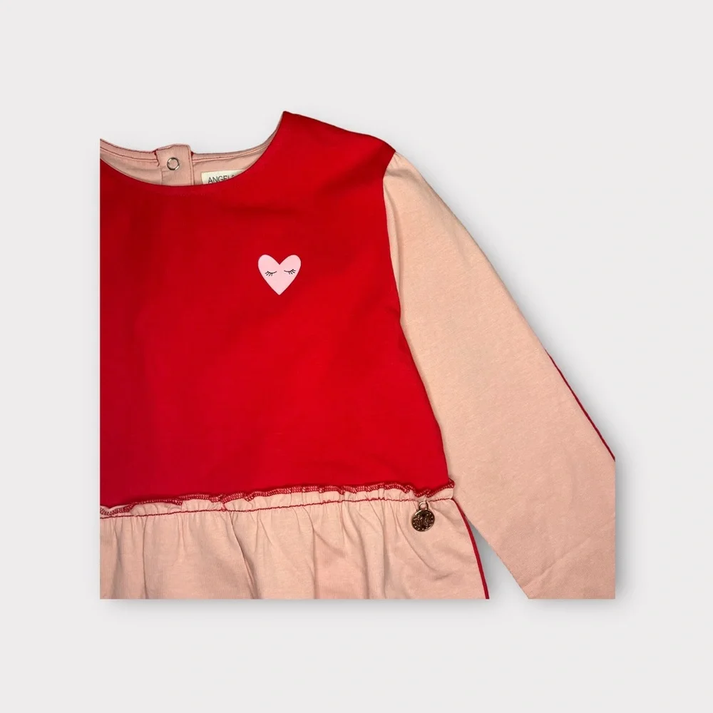 Angel & Rocket Pink Red Color Block Long Sleeve Dress